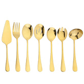 7Pcs Stainless Steel Gold Dinnerware Set