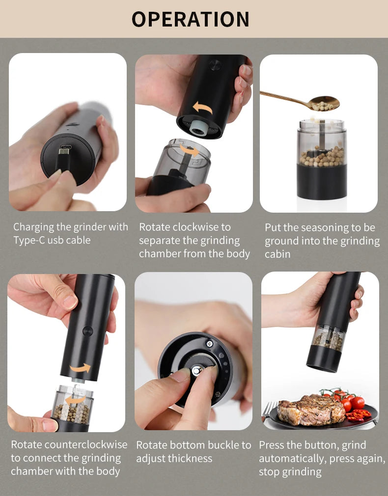 Rechargeable Electric Salt & Pepper Grinder