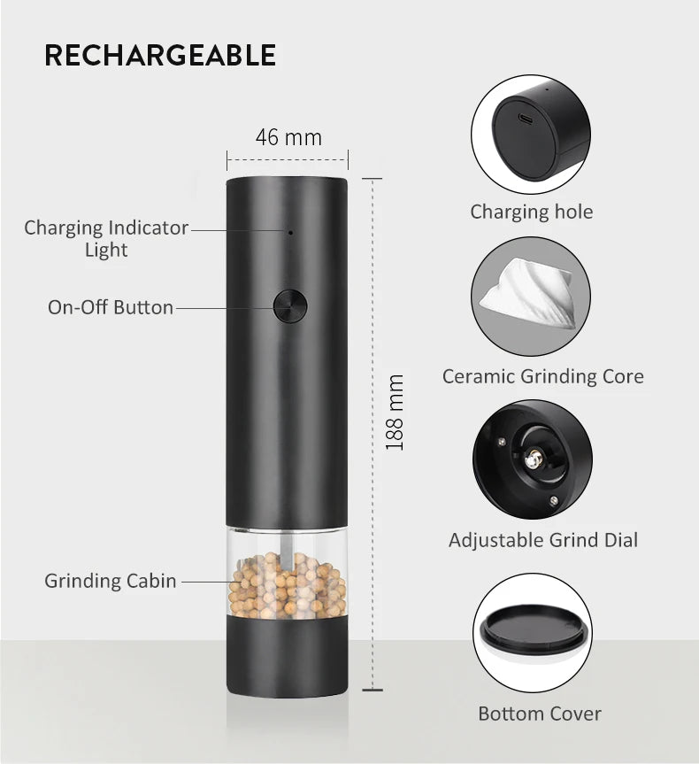 Rechargeable Electric Salt & Pepper Grinder