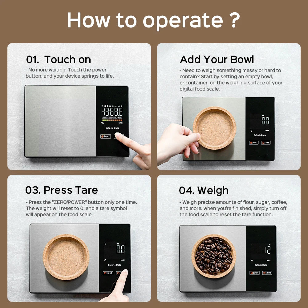 Food Weighing Scale With Nutritional Calculator